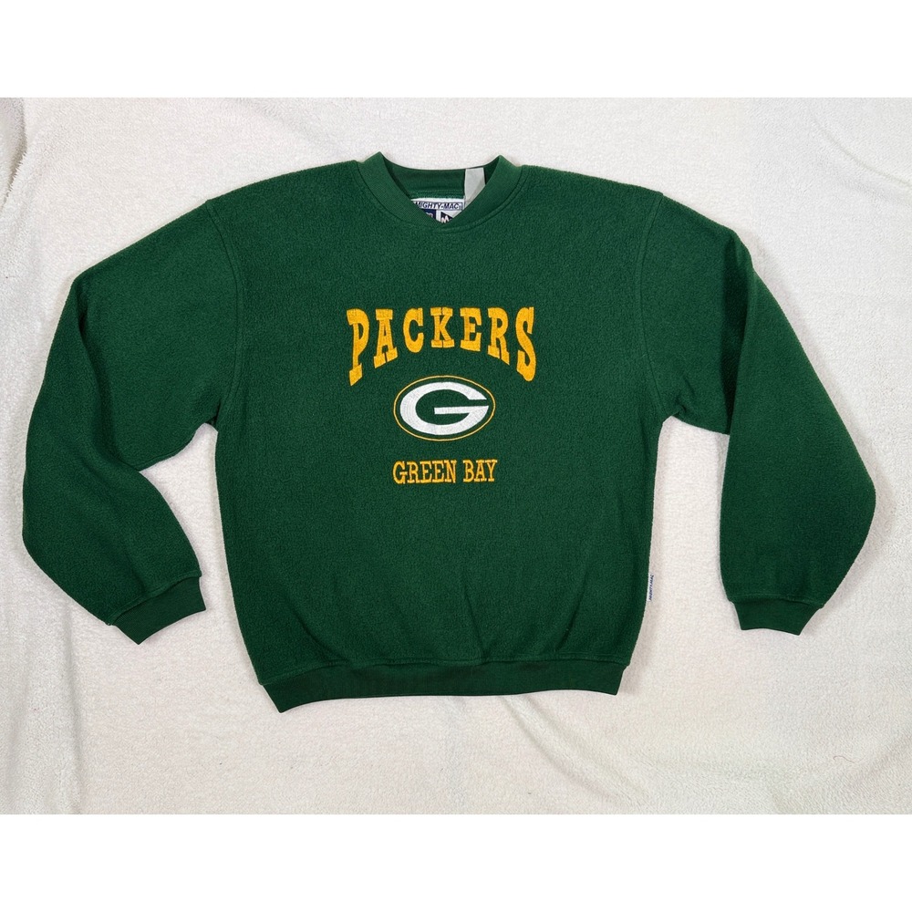 Vintage Mighty-Mac Green Bay Packers Fleece Sweatshirt Mens Green NFL Crewneck
